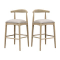 Stylish Bar Stool - Pebble Fabric | Set of 2, Grey featuring curved backrest and cushioned seats, ideal for modern kitchen or dining spaces.