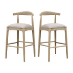 Stylish Bar Stool - Pebble Fabric | Set of 2, Grey featuring curved backrest and cushioned seats, ideal for modern kitchen or dining spaces.