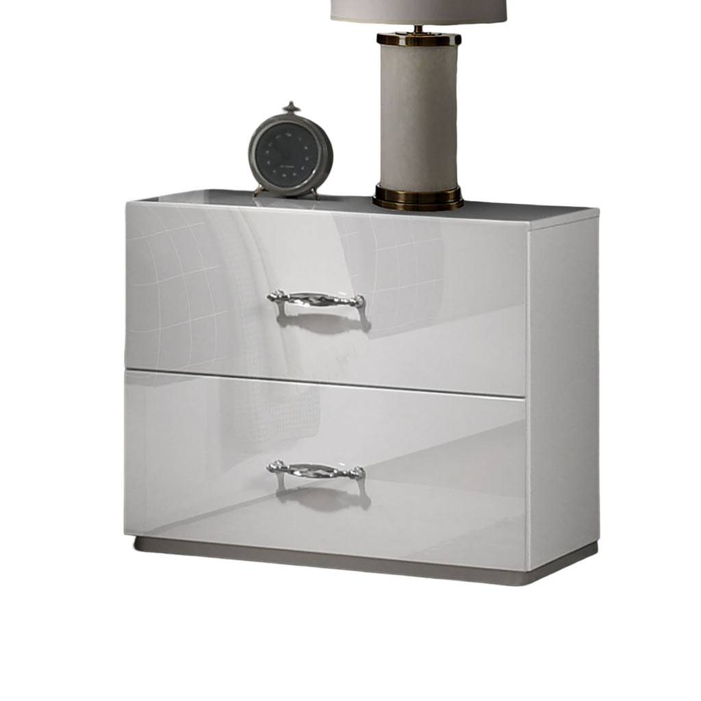Modern White Nightstand with Storage for Bedroom.