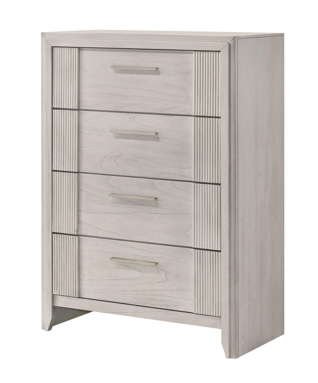 Contemporary 4-Drawer Tall Storage Chest - Mist White.