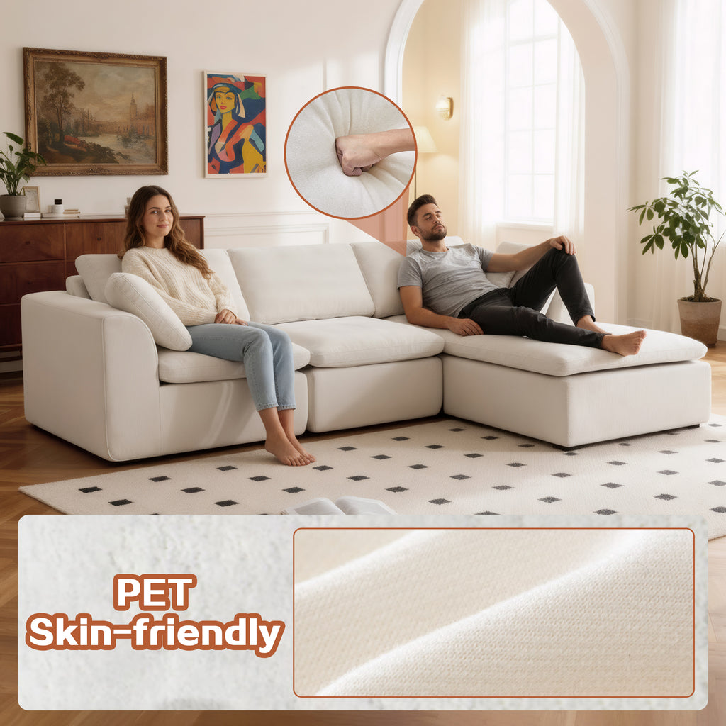 L-Shaped Sectional Sofa - Modern Style with pet and skin-friendly chenille fabric, ideal for cozy and safe lounging.