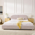 Queen Size Upholstered Bed Frame with Curved Headboard.