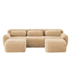 Versatile U-Shaped Sofa with Plush Fabric & Modular Design.