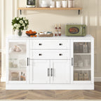 U-Style 58-Inch White MDF Buffet Sideboard with Acrylic Door Panels