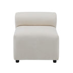 Single armless unit of the Evelyn U-Shaped Modular Sectional Sofa in cream chenille, showcasing deep seating and minimalist design.