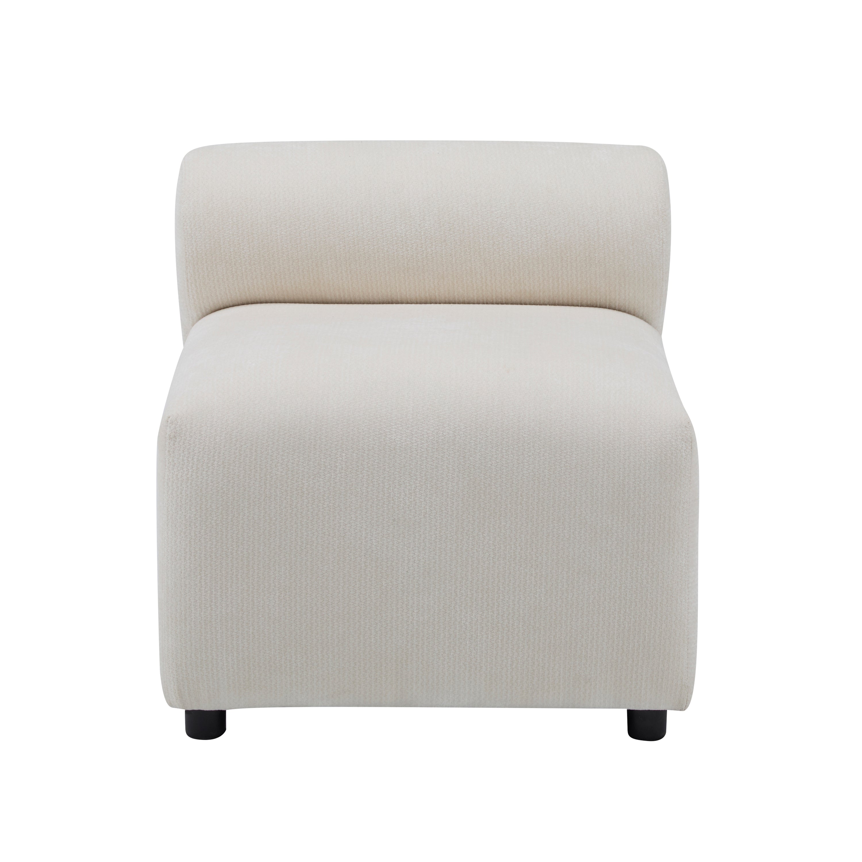 Single armless unit of the Evelyn U-Shaped Modular Sectional Sofa in cream chenille, showcasing deep seating and minimalist design.