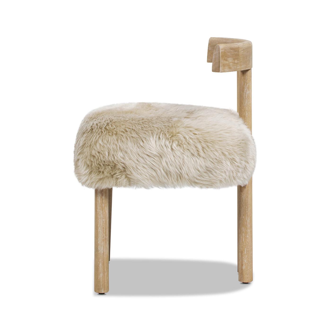 Genuine Sheepskin Dining Chair with Split Back Design.