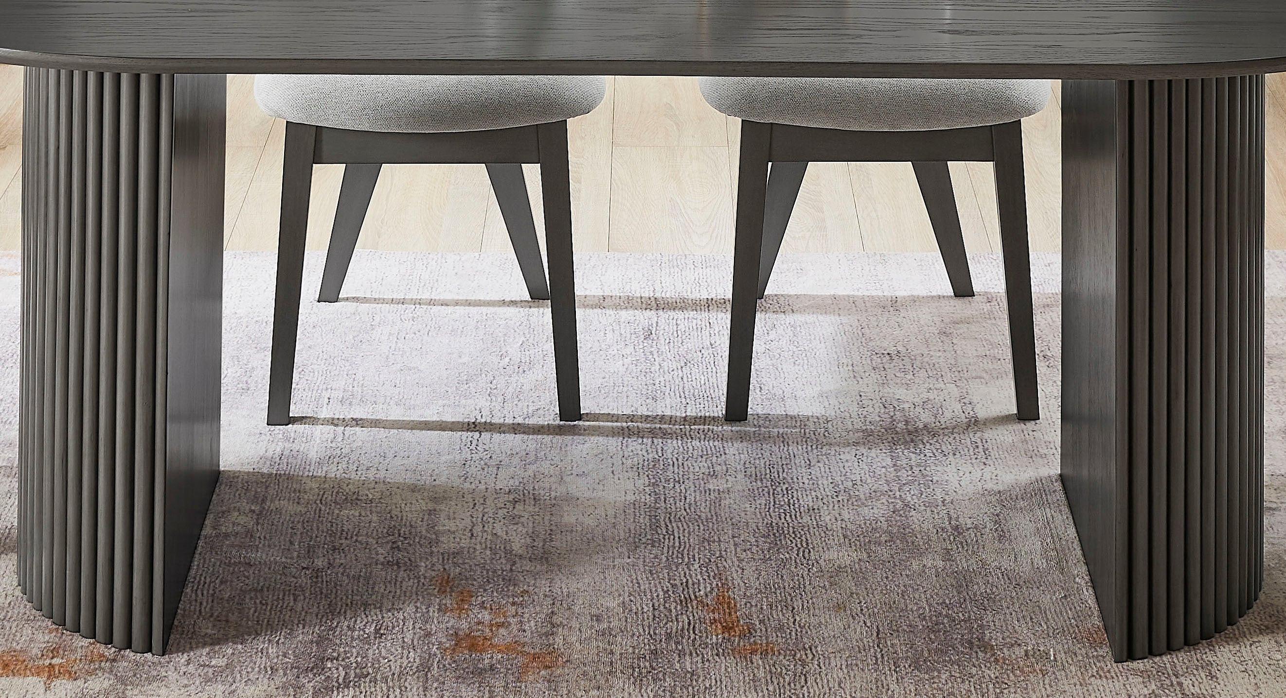 Venezia Oval Gray Oak Dining Table for 6 with Dual Base.