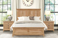 3-Piece Farmhouse Queen Bed Set with Natural Oak Nightstands