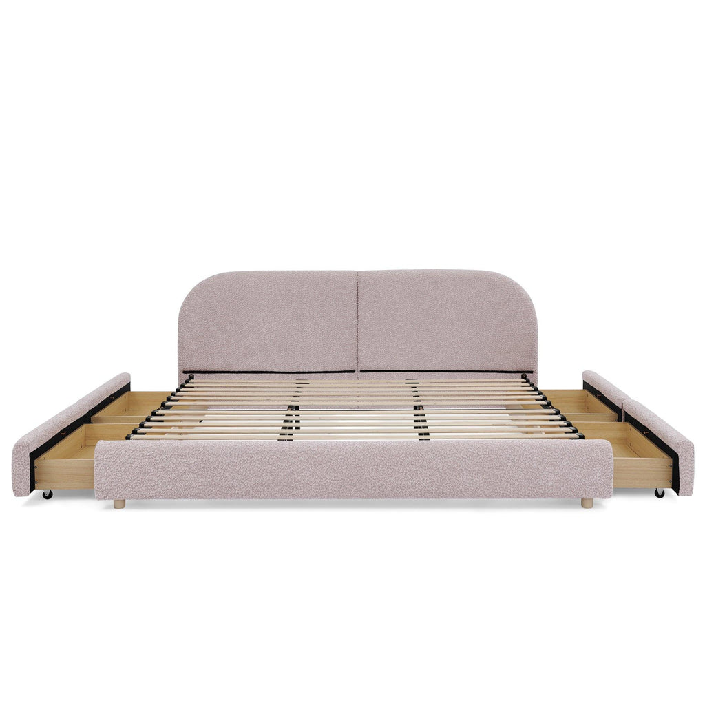 King Size Upholstered Bed Frame with Curved Headboard.