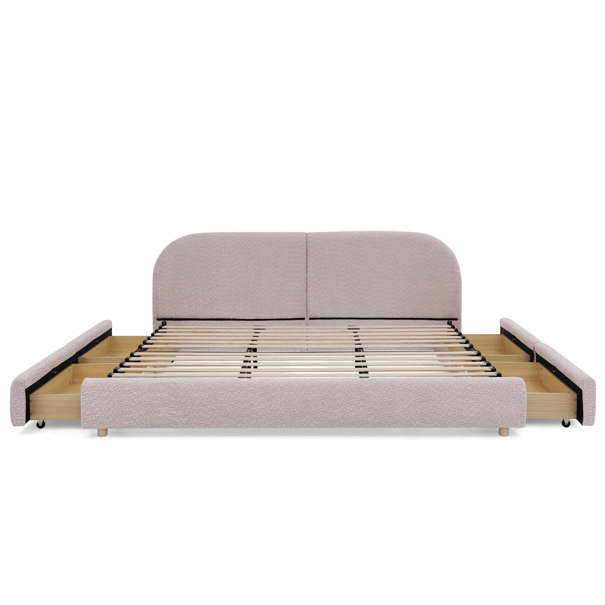 King Size Upholstered Bed Frame with Curved Headboard.