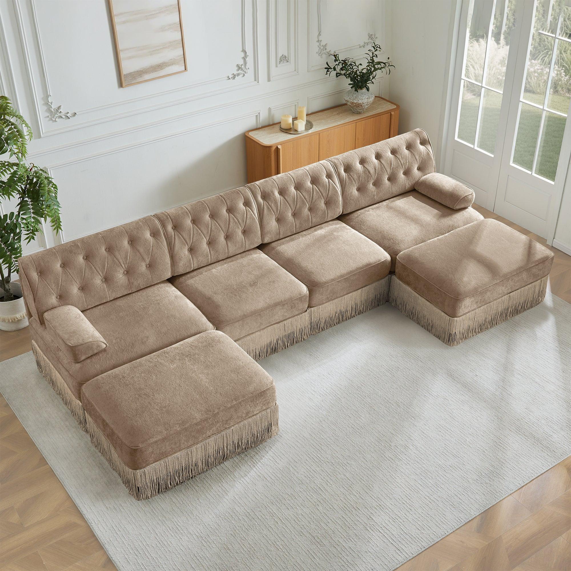 4-Seater Cloud Modular Sectional Sofa with Ottomans.