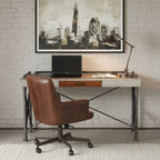 Steampunk 56-Inch Writing Desk in Faux Concrete and Iron