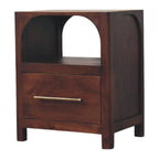 Solid Wood Arched Edge 1 Drawer Bedside Table.