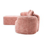 Pink Chenille L-Shaped Sofa Perfect for Living Room.
