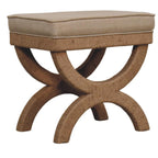 Solid Wood Bench with Rattan Arch Design.