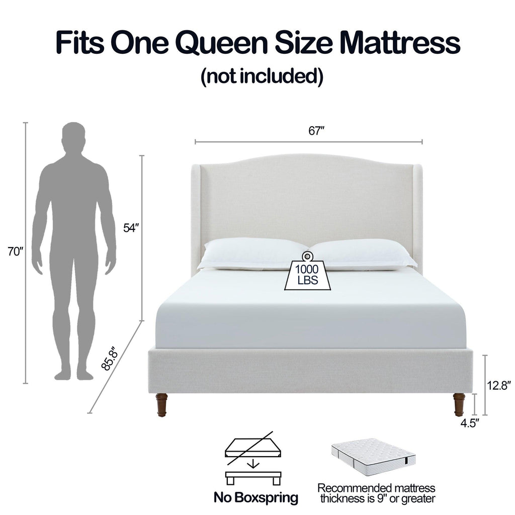 Minimalist Upholstered Queen Bed with 54' Headboard.