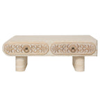 Rounded Edge Coffee Table with Drawer for Living Room.