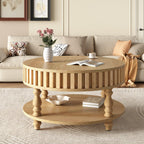 Mid-Century Modern Fluted Coffee Table with Storage.