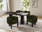 Modern dining chairs set of 4 with black rubber wood frame and olive green fabric around a dark wood table. Supports up to 225lbs, ideal for stylish dining rooms.