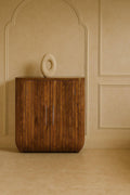 Solid Wood Fluted Curve Cabinet for Modern Interiors.