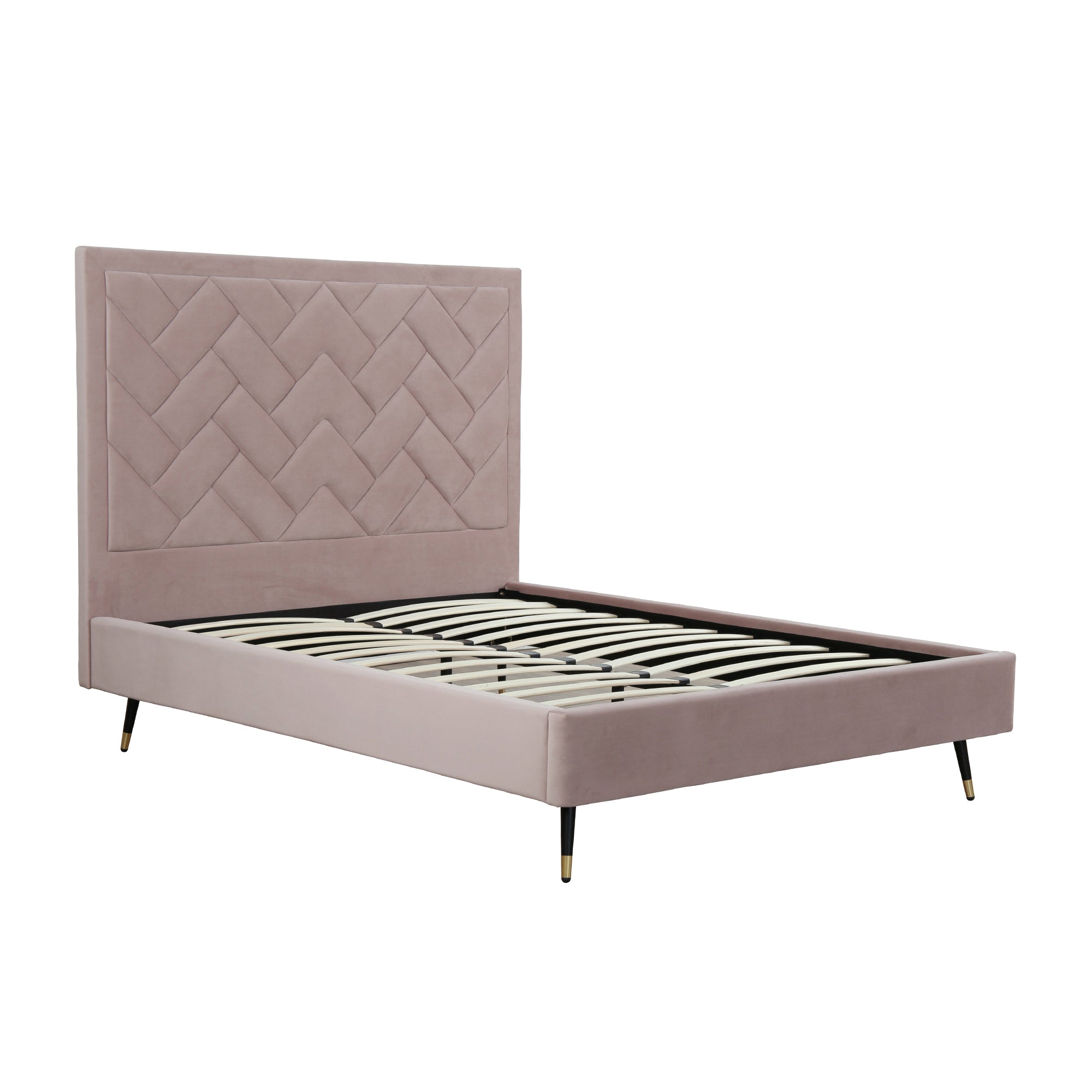 Crosby Upholstered Velvet Queen Bed in Blush