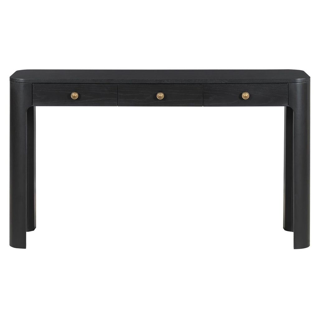 TREXM Rustic Console Table with Storage and Curved Corners.