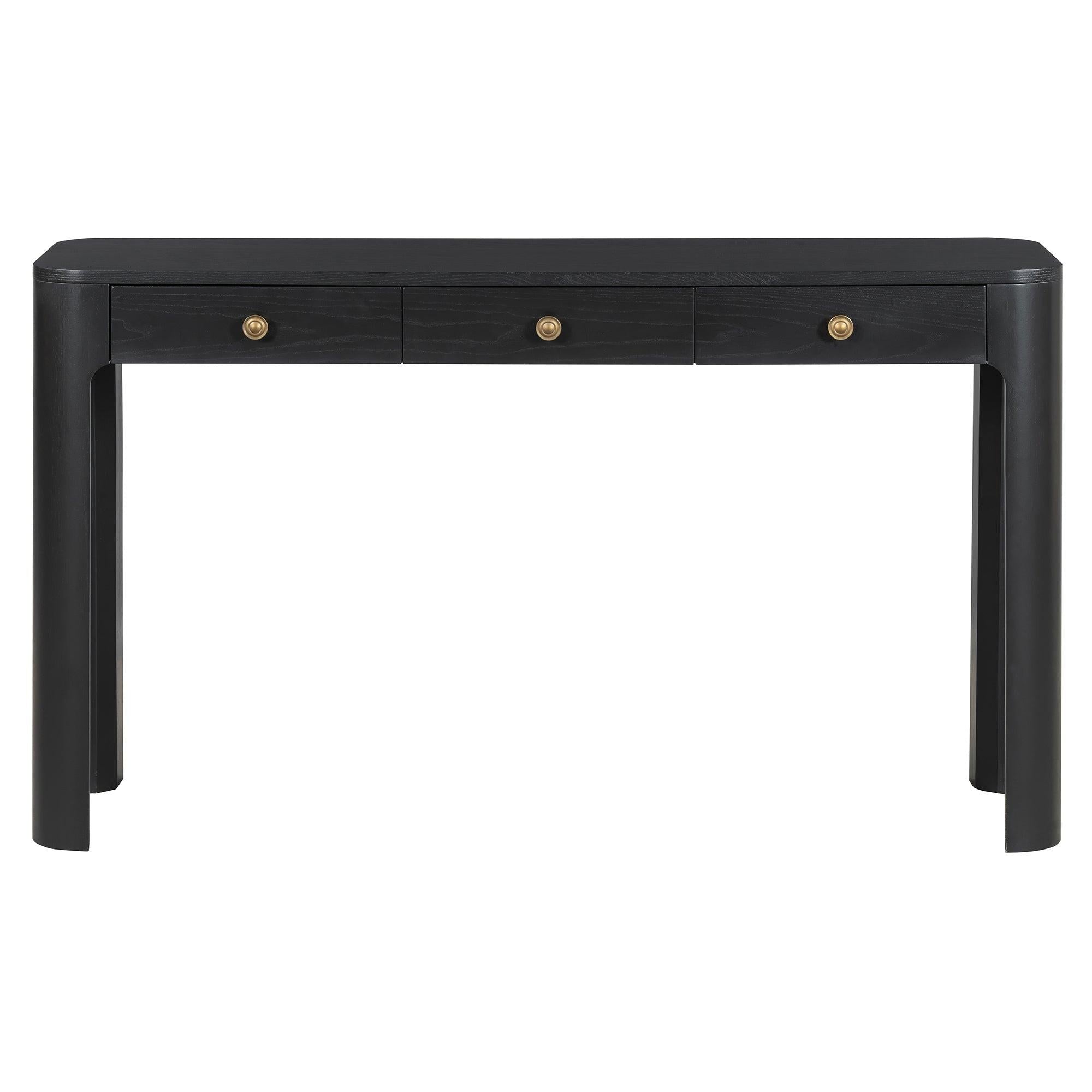TREXM Rustic Console Table with Storage and Curved Corners.