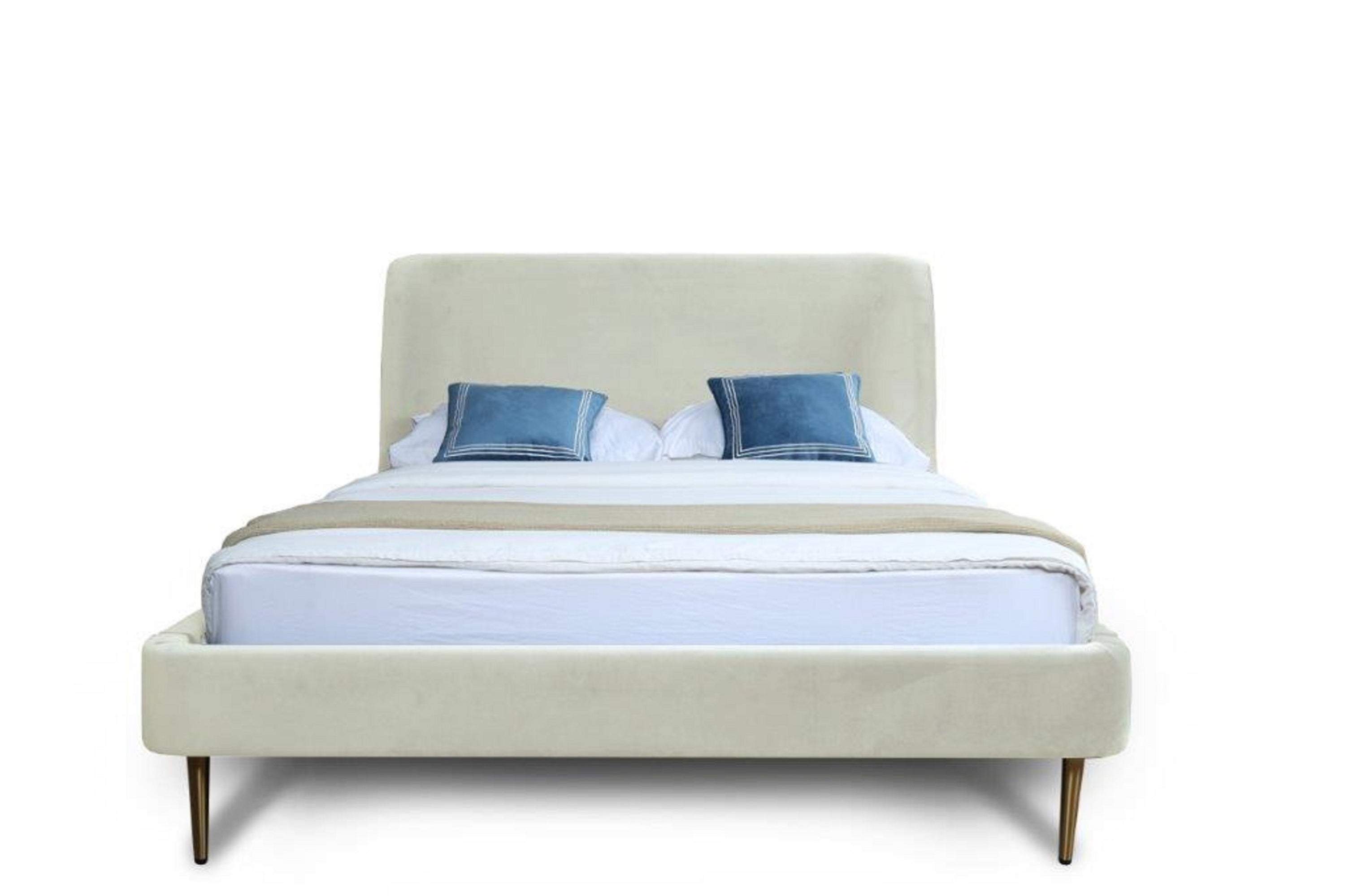 Heather Upholstered Velvet Full Bed in Cream and Gold