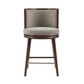 Evalyn Dove Textured Chenille Counter Stool  with Beech Wood Legs