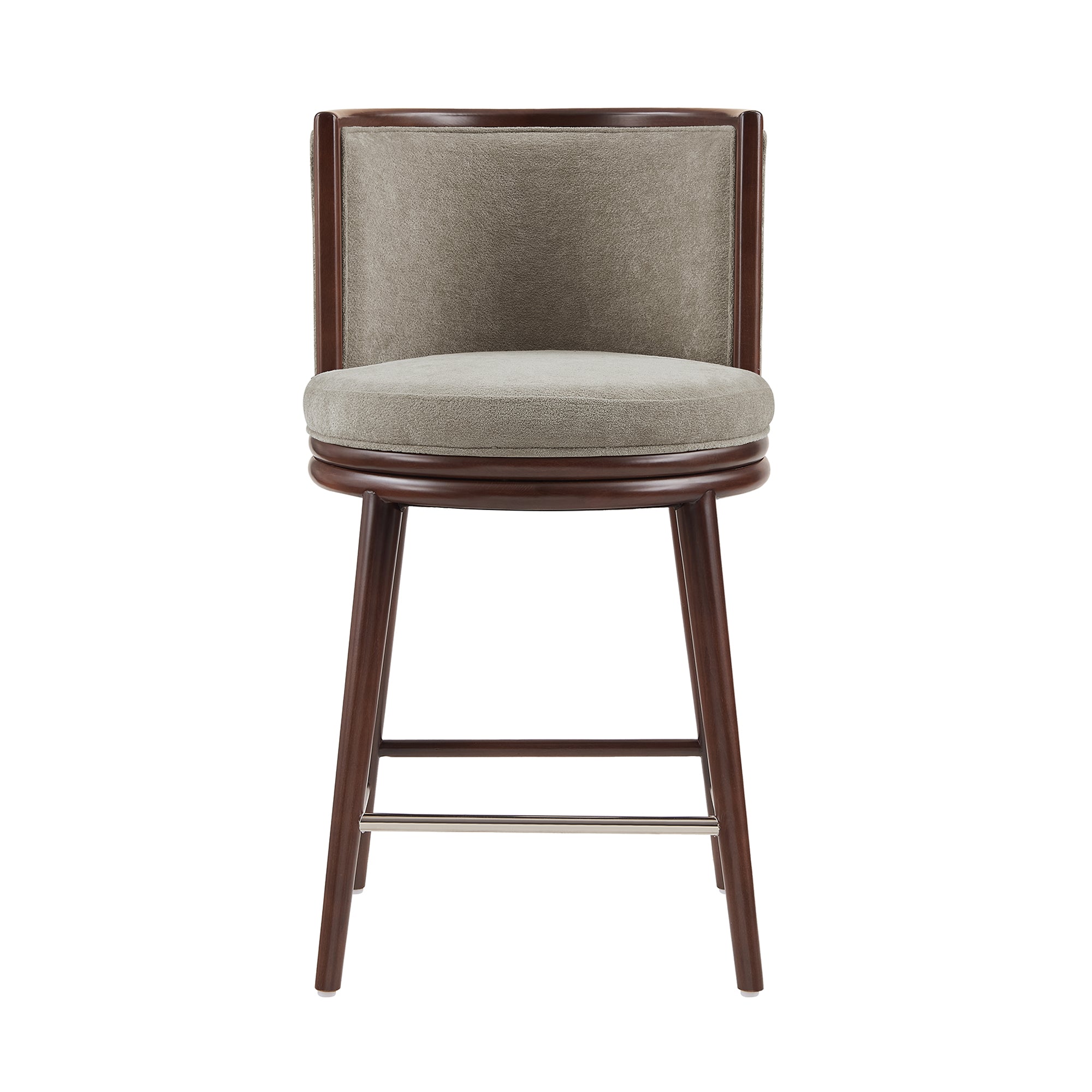 Evalyn Dove Textured Chenille Counter Stool  with Beech Wood Legs