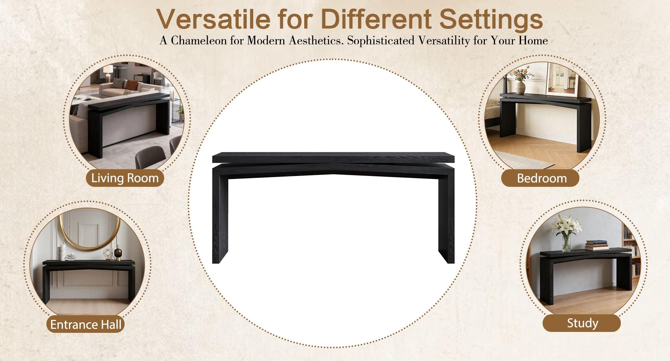 65-Inch Rustic Solid Wood Console Table for Entryways.