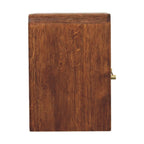 Solid Wood Curved Edge Bedside,Brown,1-Drawer,1-Shelf