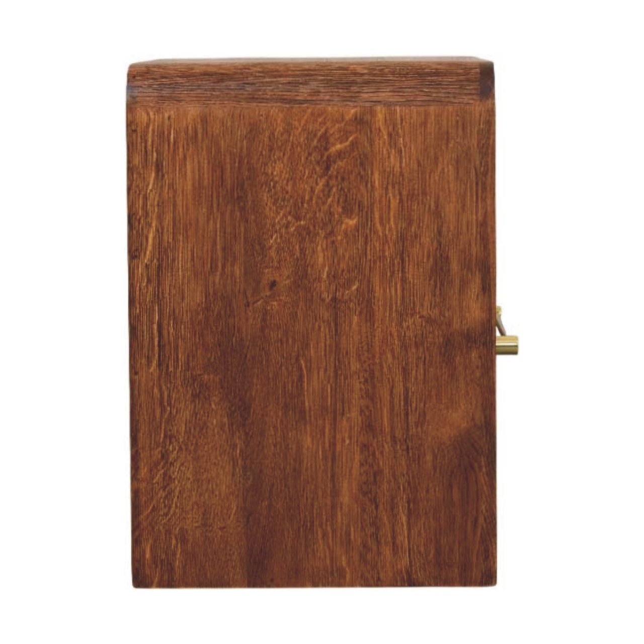 Solid Wood Curved Edge Bedside,Brown,1-Drawer,1-Shelf