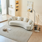 Modern Curved Velvet Sofa with 4 Pillows for Living Room.