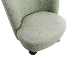 Green Boucle Fabric Accent Chair with Ball Feet.