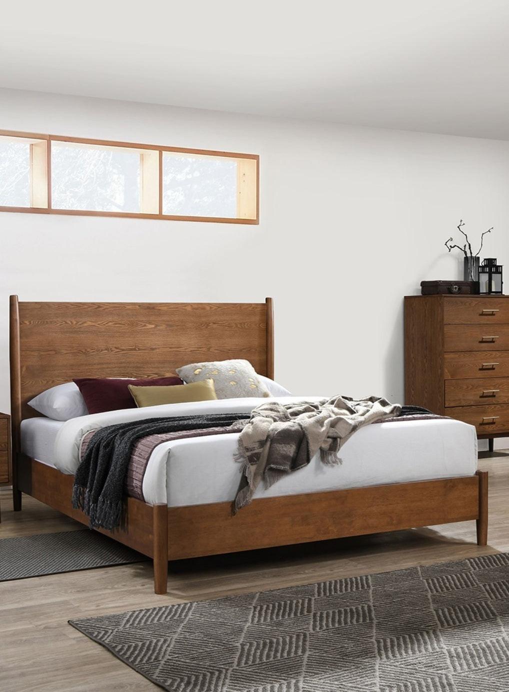 Walnut Bedroom Set with Nightstands - Mid-Century Modern Style.