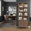 Tranquility 80-Inch Walnut Wood Bookcase Pier with LED Lighting