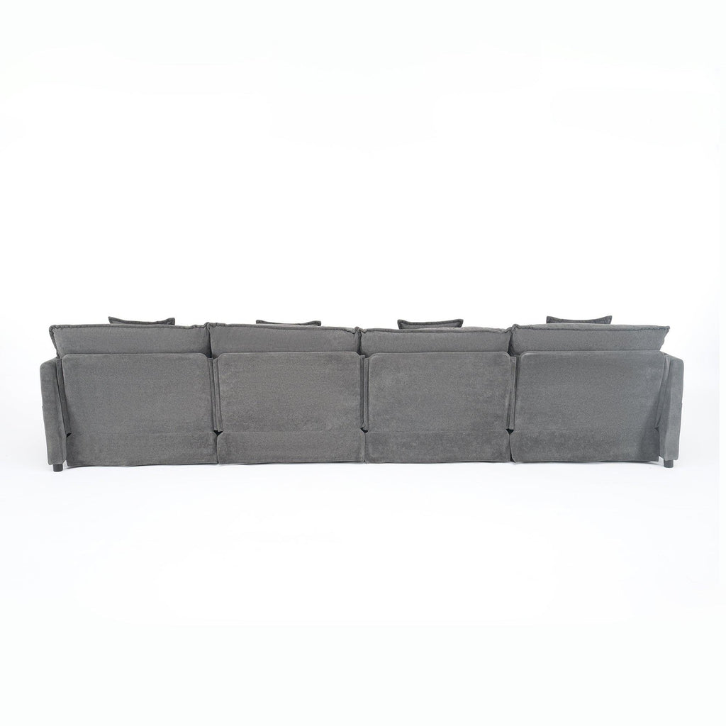 Modular Sectional Sofa Grey - Comfy 4-Seater Couch Set.