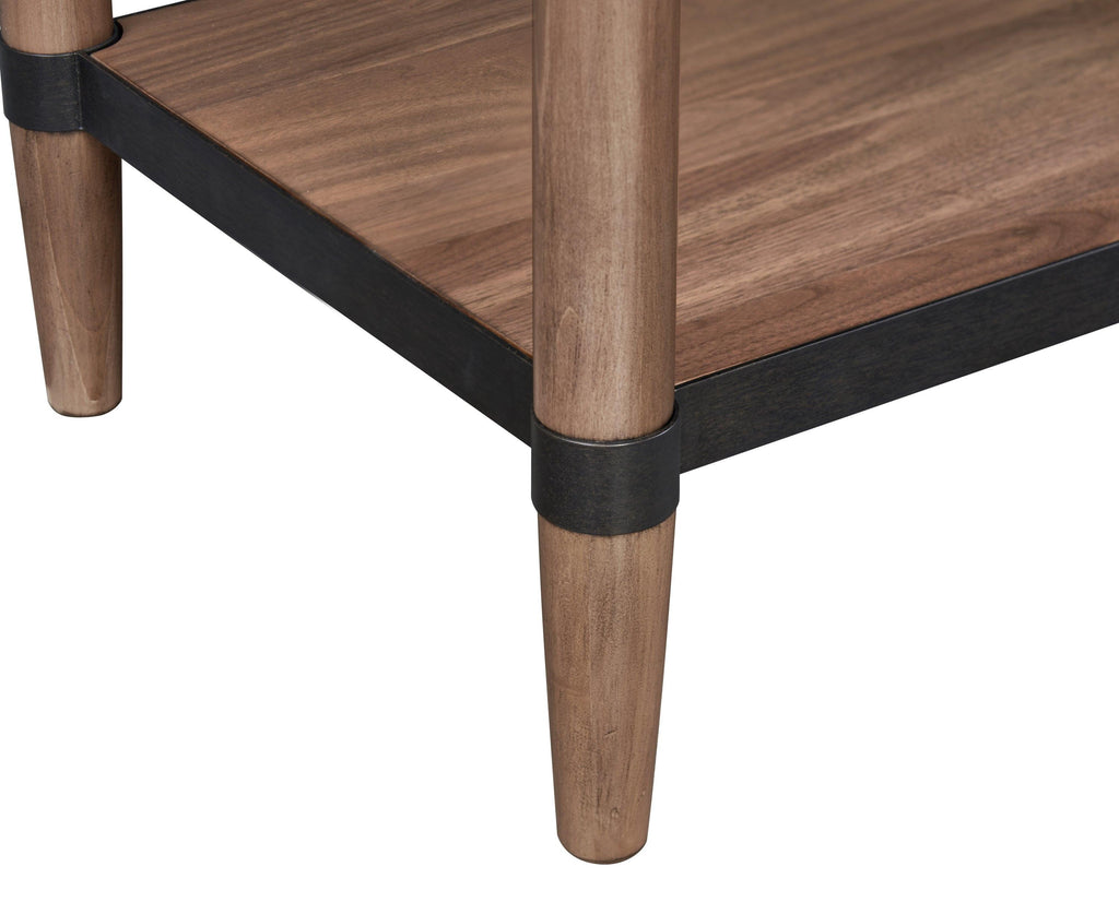 Walnut Finish Nightstand with Drawer and Shelf.
