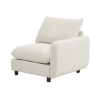 Angled view of a modular corner chair from the 69 in. 2-Seats Modular Sectional Sofa Corner Chair Sofa Couch, featuring soft white fabric.