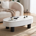 Oval Coffee Table with Storage and Faux Marble.