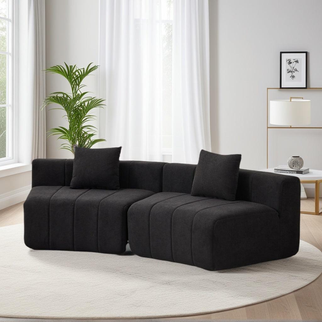 Chenille Curved Sectional Sofa with Pillows for Comfort.