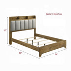 Dimensions of King Wooden Bed USB Ports - King Size Bed shown as 88 inches long, 79 inches wide, and 57 inches high with Eastern King Size label.
