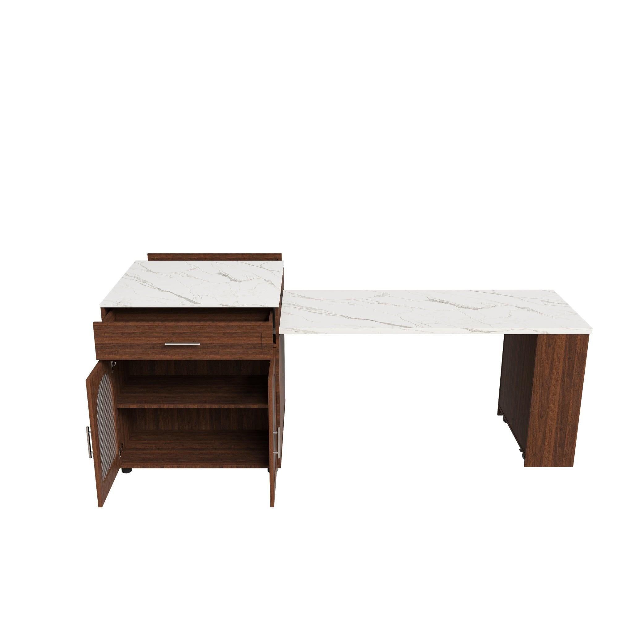 80-inch Expandable Kitchen Island with Dining Table.