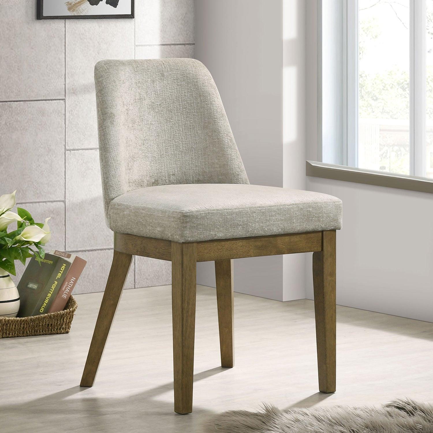 Light Tan Upholstered Dining Side Chair Set of 2.