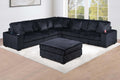 Modular Sectional Sofa Set with USB - Contemporary Black Design.