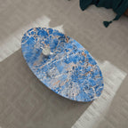 The oval natural marble coffee table side table in the living room,blue.