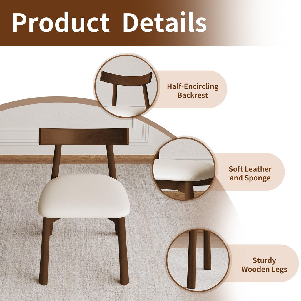 Ergonomic Modern Dining Chairs Set of 2 in Walnut.