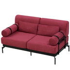 Modern Loveseat Sofa 59' Sofa Couch 2-Seater with USB Ports, Unique Cylindrical Armrests, Red Chenille